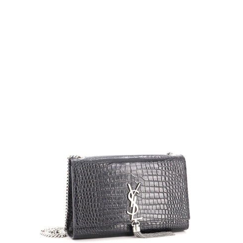 Classic Monogram Tassel Crossbody Bag Crocodile Embossed Leather Medium