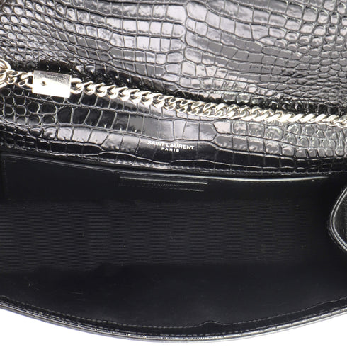 Classic Monogram Tassel Crossbody Bag Crocodile Embossed Leather Medium