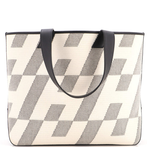 Cabas H en Biais Tote Canvas with Leather 40