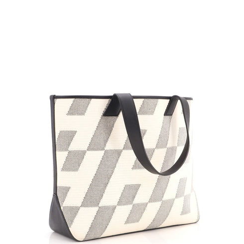 Cabas H en Biais Tote Canvas with Leather 40