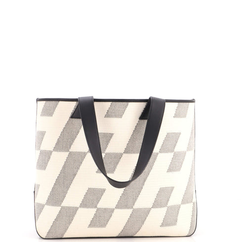 Cabas H en Biais Tote Canvas with Leather 40