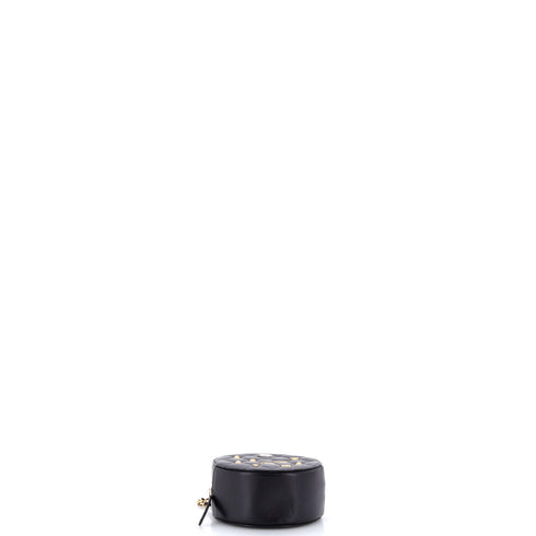 Egyptian Amulet Round Chain Clutch Quilted Calfskin Mini