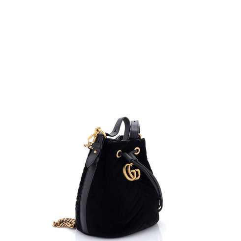 GG Marmont Bucket Bag Matelasse Velvet Small