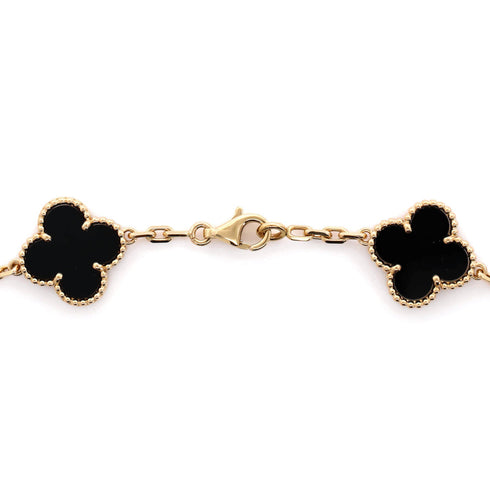 Vintage Alhambra 10 Motifs Necklace 18K Yellow Gold and Onyx