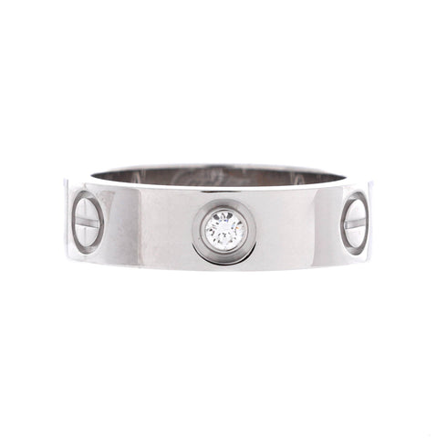 Love 3 Diamonds Band Ring 18K White Gold with Diamond
