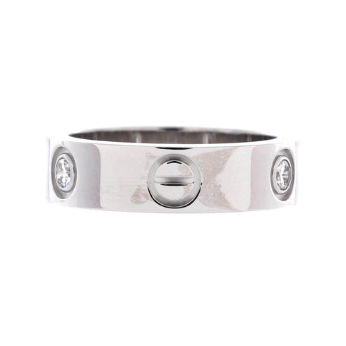 Love 3 Diamonds Band Ring 18K White Gold with Diamond
