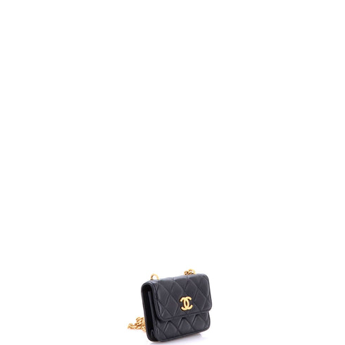 Sweet Camellia Flap Clutch with Chain Quilted Lambskin Mini