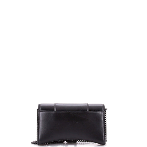 Hourglass Chain Wallet Leather with Crystal Detail