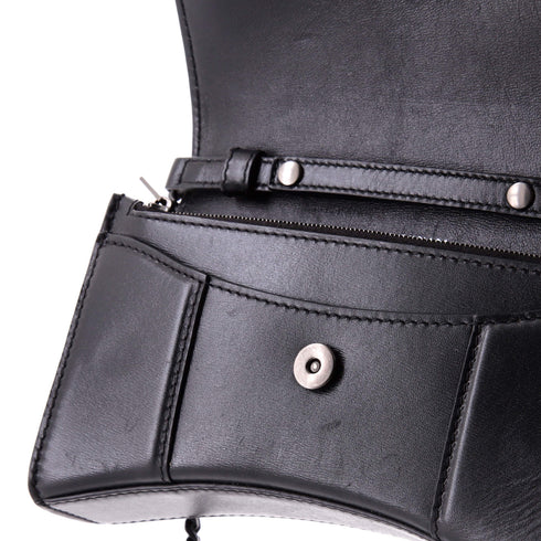 Hourglass Chain Wallet Leather with Crystal Detail