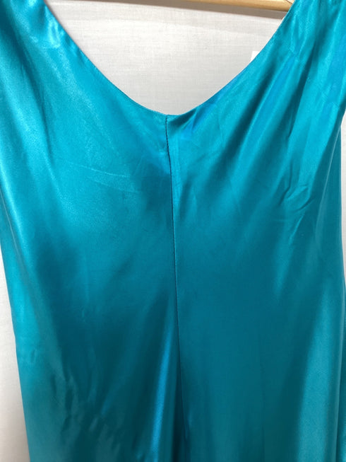Women's Jason Wu V-Neck Midi Sleeveless Dress in Turquoise Polyester
