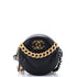 19 Round Clutch with Chain Quilted Leather