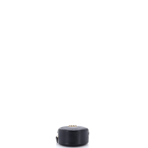19 Round Clutch with Chain Quilted Leather