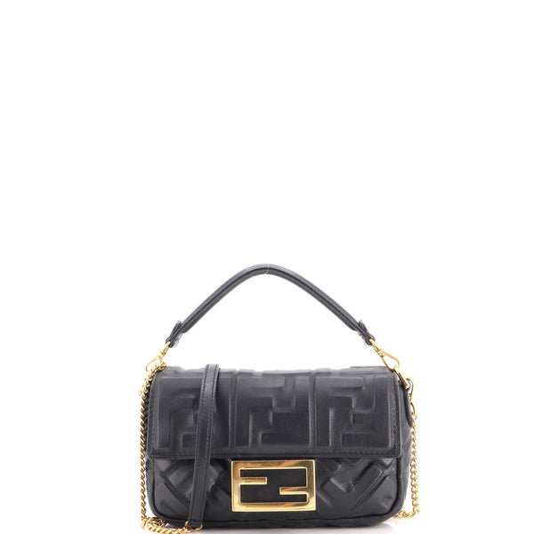 Baguette NM Bag Zucca Embossed Leather Mini