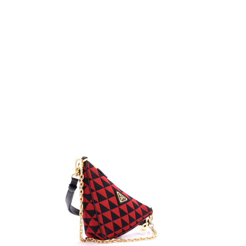 Symbole Triangle Bag Leather and Jacquard Mini
