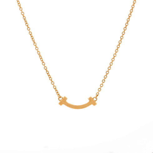 T Smile Pendant Necklace 18K Rose Gold Mini