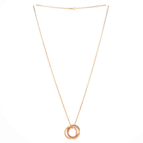 Trinity Pendant Necklace 18K Rose Gold with Pave Pink Sapphires