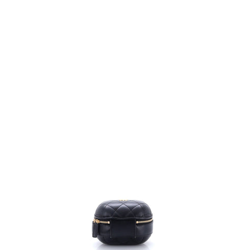 CC Bubble Top Handle Vanity Case with Chain Quilted Lambskin Small