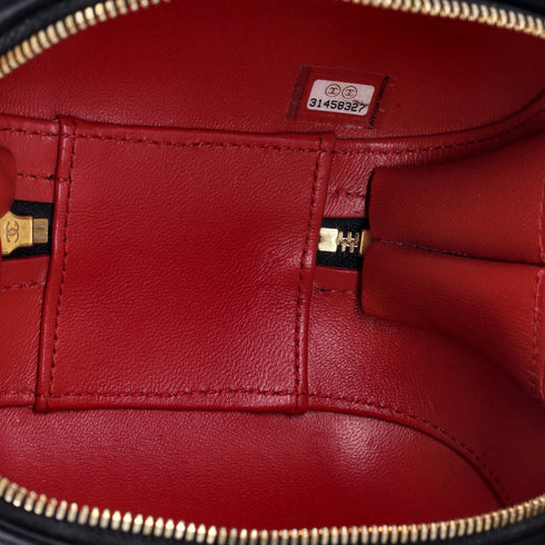 CC Bubble Top Handle Vanity Case with Chain Quilted Lambskin Small