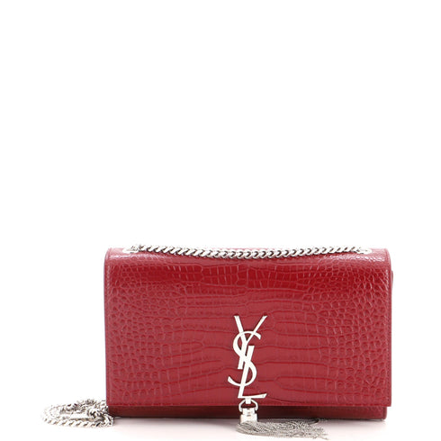 Classic Monogram Tassel Crossbody Bag Crocodile Embossed Leather Medium