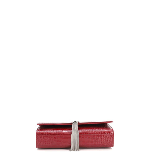 Classic Monogram Tassel Crossbody Bag Crocodile Embossed Leather Medium