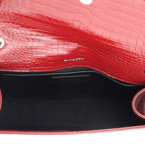 Classic Monogram Tassel Crossbody Bag Crocodile Embossed Leather Medium
