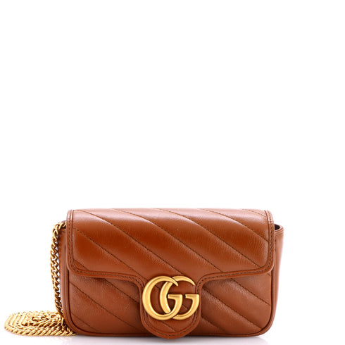 GG Marmont Flap Bag Diagonal Quilted Leather Super Mini