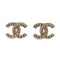 CC Stud Earrings Metal with Crystals