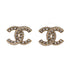 CC Stud Earrings Metal with Crystals