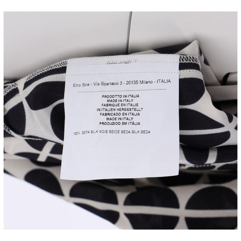 Women's Etro Polka Dot Long Sleeve Blouse in Black and White Silk