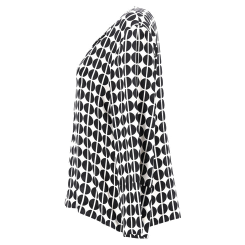 Women's Etro Polka Dot Long Sleeve Blouse in Black and White Silk