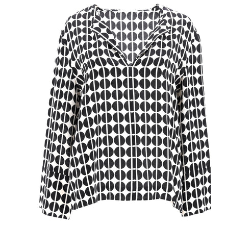 Women's Etro Polka Dot Long Sleeve Blouse in Black and White Silk