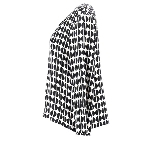 Women's Etro Polka Dot Long Sleeve Blouse in Black and White Silk