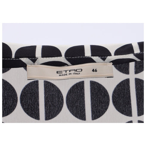 Women's Etro Polka Dot Long Sleeve Blouse in Black and White Silk