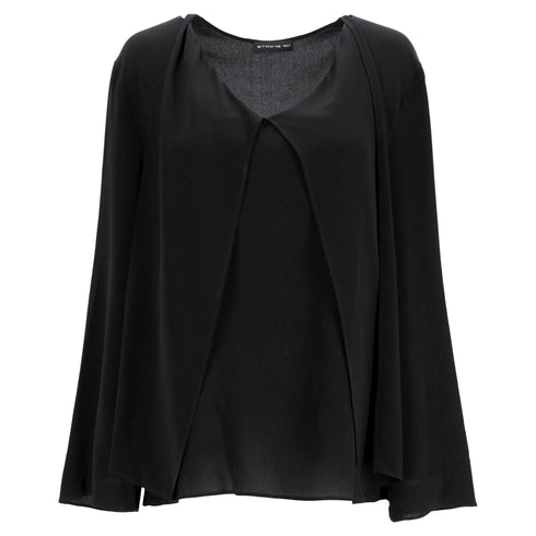 Women's Etro V-Neck Long Sleeve Blouse in Black Viscose