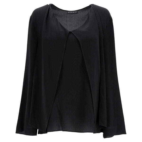 Women's Etro V-Neck Long Sleeve Blouse in Black Viscose