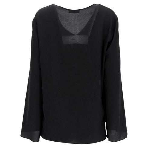 Women's Etro V-Neck Long Sleeve Blouse in Black Viscose