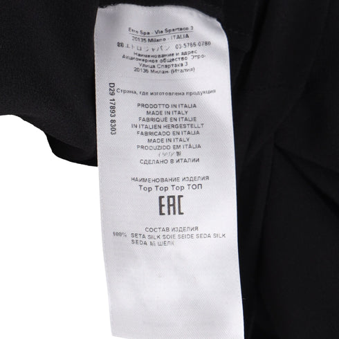 Women's Etro V-Neck Long Sleeve Blouse in Black Viscose