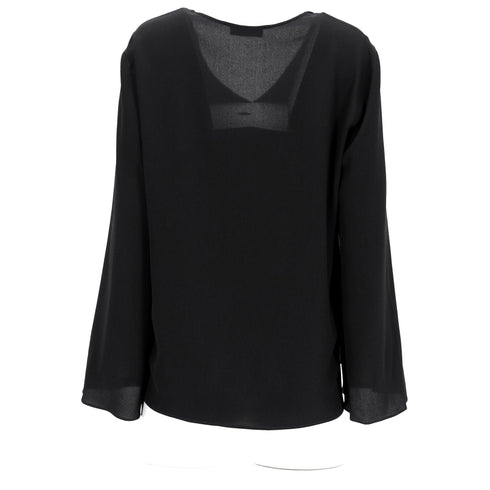 Women's Etro V-Neck Long Sleeve Blouse in Black Viscose