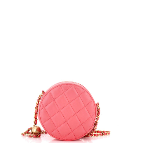 Pearl Crush Round Clutch with Chain Quilted Lambskin