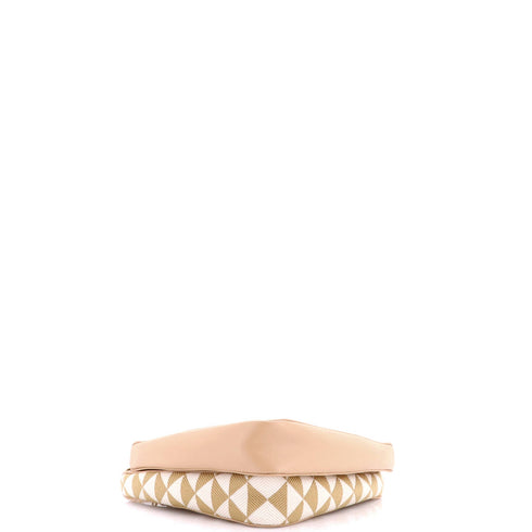 Double Symbole Triangle Bag Leather and Jacquard Mini