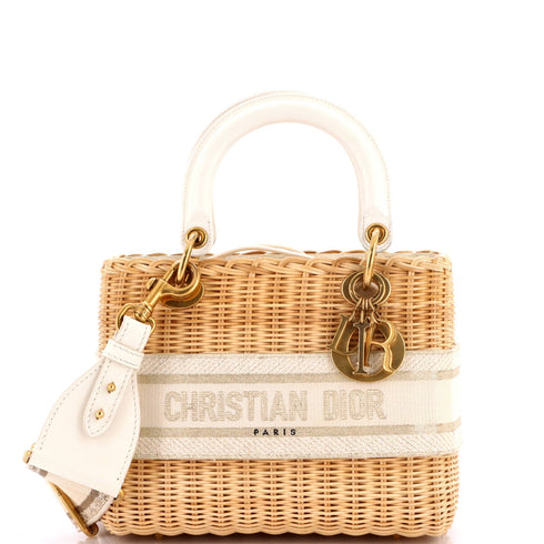 Lady Dior Bag Wicker and Oblique Canvas Medium