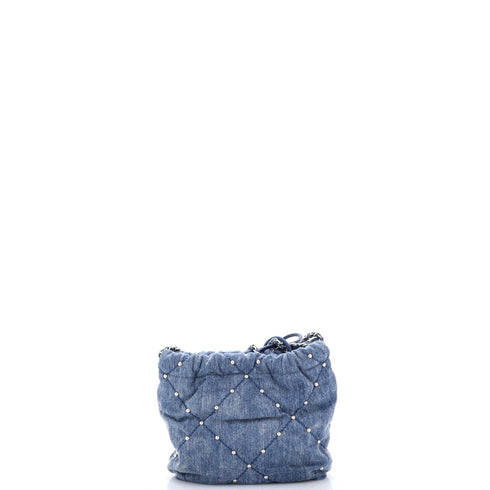 22 Chain Hobo Quilted Studded Denim Mini