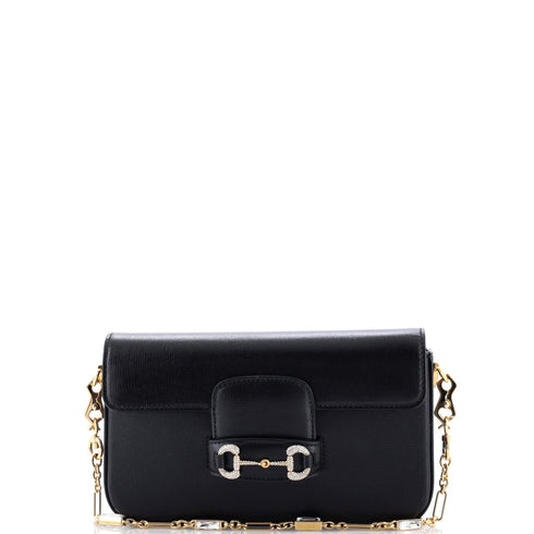 Horsebit 1955 Shoulder Bag Leather with Crystal Detail Mini