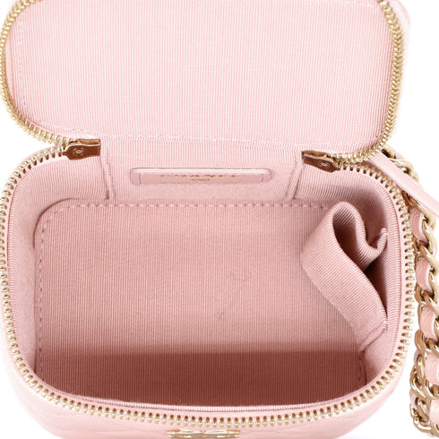 Classic Pearl Vanity Case with Chain Quilted Caviar Mini