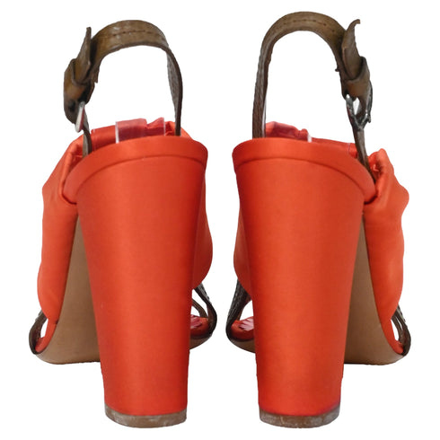 Women's Moschino Cheap and Chic Bow Detail Sandals in Orange Satin