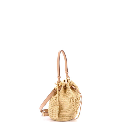 Logo Bucket Bag Raffia Mini