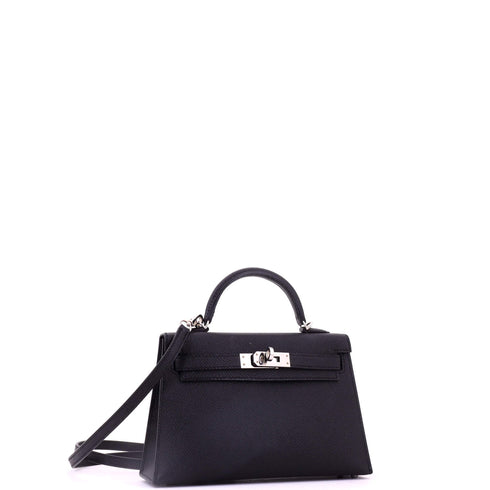 Kelly Mini II Bag Noir Epsom with Palladium Hardware 20