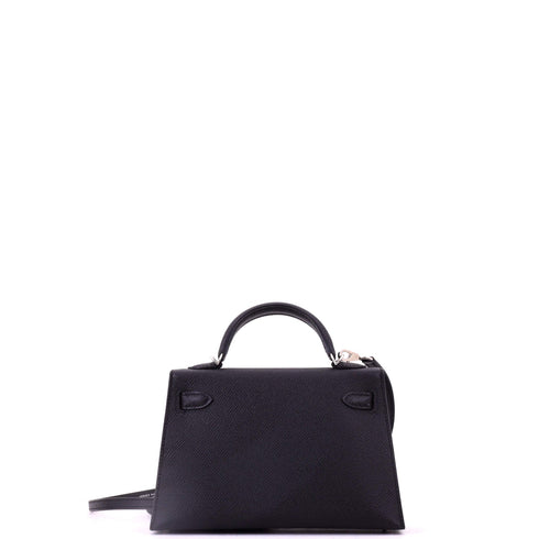 Kelly Mini II Bag Noir Epsom with Palladium Hardware 20