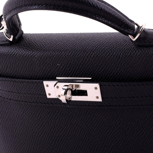 Kelly Mini II Bag Noir Epsom with Palladium Hardware 20