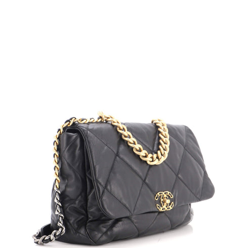 19 Flap Bag Quilted Leather Maxi
